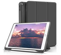 aoub Case for iPad 6th Generation 2018/iPad 5th Generation 2017 9.7 inch, Case with Pencil Holder for iPad 6/5 Gen, Soft Silicone Protective Cover, Auto Sleep/Wake, Black