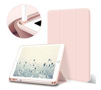 aoub Case for iPad 9th Generation/iPad 8th Generation/iPad 7th Gen, Case with Pencil Holder for iPad 9/8/ 7 Gen 2021/2020/2019 10.2 inch, Auto Wake/Sleep, Soft Silicone Cover, Pink