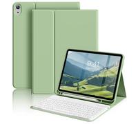 aoub Keyboard Case for iPad 10th Generation 10.9 inch, Stand Folio Detachable Wireless Bluetooth Rechargeable Keyboard Soft TPU Back Case with Pencil Holder for New iPad 10th Gen 2022, Light Green