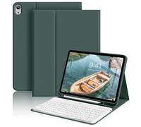 aoub Keyboard Case for iPad (A16) 11th Gen 11 Inch 2025, iPad 10th Generation 10.9 inch 2022 with Pencil Holder, Stand Folio Detachable Wireless Bluetooth Rechargeable Keyboard, Dark Green