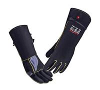 AOUCHI 350℃ Cowhide BBQ Welding Gloves for Men Women, Long Sleeve Work Heat Resistant Fire Gloves Oven Mitts for Tig Mig Stick Welding BBQ Fireplace Animal Handling Wood Stove Tools