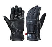 AOUCHI Cowhide Leather Gardening Gloves for Men, Heavy Duty Work Gloves for Yard Work, Welding, Mechanics, Construction, Outdoor, Camping, Thorn Proof, Heat Resistant (Black, Large)