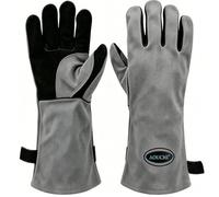 AOUCHI Leather Oven & Grill Gloves, 16 Inch, Free Size