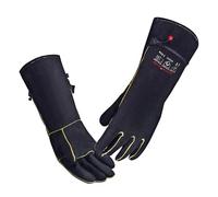 AOUCHI Leather Welding BBQ Fire Gloves, Fireproof Heat-Resistant Long Sleeve Mitts for TIG/MIG, Log Wood Burners, Firefighting, Barbecue, Fireplace, Oven, Stove, Grill, Animal Handling