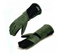 AOUCHI Leather Welding Gloves, Gardening Gloves & Fire Gloves for Wood Burners - Fireproof Heat Resistant Long Sleeve Mitts for TIG/MIG, Fireplace, Grill, BBQ, Oven, Stove & Animal Handling (Large)