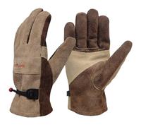 AOUCHI Leather Work Gloves for Men Women with Cotton Lining, Medium Thorn Proof Cactus Gardening Yard Work Gloves for Rose Pruning, TIG/MIG Welding, Construction, Driving (Coffee, Medium)