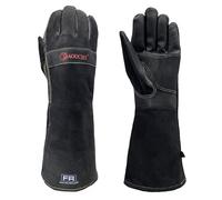 AOUCHI Top-grain Leather Welding BBQ Fire Gloves, Fireproof Heat-Resistant Thorn Proof Mitts for Gardening TIG/MIG, Log Wood Burners, Firefighting, Fireplace, Oven, Stove, Animal Handling (Small)