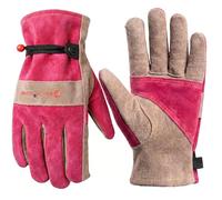 AOUCHI Women's Cotton Lined Leather Work Gardening Gloves, Rose Trimming, TIG/MIG Welding, Construction, Farm, Ranch Flexible Cowhide Gloves. Comfortable, Durable (Small)