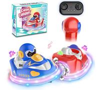 AOUGO 2 Pack Cartoon Remote Control Cars for Kids - Drift, Crash, Eject - Dual Remote Control Toy Car Set - Toddler Toys with LED Lights & Music, Boys & Girls Christmas Birthday Present (Blue+Red)