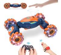 AOUGO Gesture Sensing RC Stunt Car with Light & Music - 360° Rotation Drift Hand Controlled Remote Control Twist Car - 2.4Ghz 4WD Indoor/Outdoor Rechargeable Off-Road Vehicle, Boy Toys (Lava Orange)