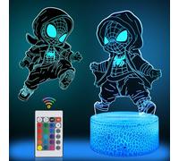 AOUGO Spider Character Kids Night Lamp, Touch Bedside Table Lamp, Remote Control 6 Speed Dimmable and 16 Colour Changing Lights, Rechargeable Bedside Lamp for Boys and Girls Christmas Birthday Toys