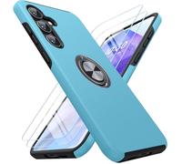 AOUIA for Samsung A35 5G Case with 2-Pack Screen Protectors, 3-in-1 Set Cover, 360°Rotating Ring Stand, Military Protection Shockproof Phone Case for Samsung Galaxy A35, Sky Blue