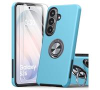 AOUIA for Samsung Galaxy S26 Case with 2-Pack Screen Protector, 3-in-1 Set Cover, 360°Rotating Ring Stand, Military Protection, Shockproof Phone Case for Samsung S26, Sky Blue