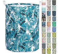 Aouker Merdes 19.7’’ Waterproof Foldable Laundry Hamper, Dirty Clothes Laundry Basket, Linen Bin Storage Organizer for Toy Collection (Plam Leaf)