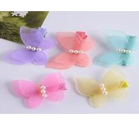 aoukoslt 5Pcs Puppy Hair Bows, Stochastic Dog Hair Clip Bow Butterfly with Pearl Style Hair Clip, Barrette for Cat Dog Puppy Hair Accessories, Puppy Bows