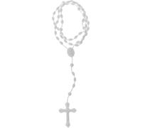 aoukoslt White Plastic Rosary Beads Luminous Necklace Catholicism Prayer Religious Jewelry, Cross Necklace for Women, Cross Necklace for Men, Women's Chain Necklaces, Men's Necklaces