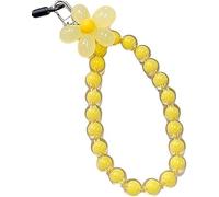 aoukoslt Yellow Mobile Phone Strap Beaded Flower Bracelet Creative Hanging Rope Keychain Mobile Lanyard Beaded Flower Anti-Lost Case Lanyard Wrist Strap Cell Phone Charms Accessories