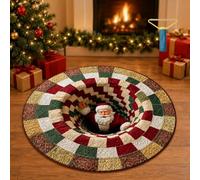 Aoukp 3D Christmas Rug, Optical Illusion Round Area Mat for Holiday Decor (#B,39.37in/ 100cm)
