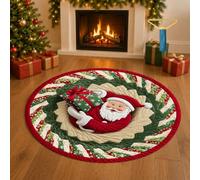Aoukp 3D Christmas Rug, Optical Illusion Round Area Mat for Holiday Decor (#C,39.37in/ 100cm)