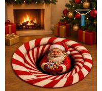 Aoukp 3D Christmas Rug, Optical Illusion Round Area Mat for Holiday Decor (#D,39.37in/ 100cm)