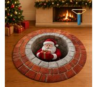Aoukp 3D Christmas Rug, Optical Illusion Round Area Mat for Holiday Decor (#E,39.37in/ 100cm)