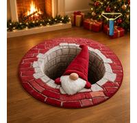 Aoukp 3D Christmas Rug, Optical Illusion Round Area Mat for Holiday Decor (#G,39.37in/ 100cm)