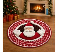 Aoukp 3D Christmas Rug, Optical Illusion Round Area Mat for Holiday Decor (#H,39.37in/ 100cm)