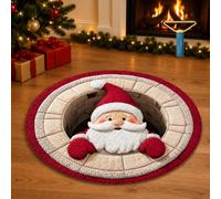 Aoukp 3D Christmas Rug, Optical Illusion Round Area Mat for Holiday Decor (#I,39.37in/ 100cm)