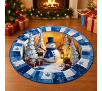 Aoukp 3D Christmas Rug, Optical Illusion Round Area Mat for Holiday Decor (#J,39.37in/ 100cm)