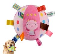 Aoukp Colorful Squeaky Hanging Dog Training Toy, 6-Inch Soft Cotton Stuffed Ball with Built-in Bell, Bungee Elastic Interactive Chew & Fetch Toy for Dogs and Cats (#C)