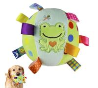 Aoukp Colorful Squeaky Hanging Dog Training Toy, 6-Inch Soft Cotton Stuffed Ball with Built-in Bell, Bungee Elastic Interactive Chew & Fetch Toy for Dogs and Cats (#B)