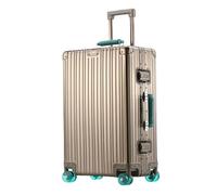 Aoun All Aluminum Magnesium Alloy Hardside Luggage Trolley with Wheels, Hardshell All Metal Luggage Checked Suitcase, Hardside Suitcase Carry on Cabin Rolling Case for Business Travel (Gold, 20 inch)