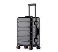 Aoun All Aluminum Zipperless Carry On Luggage with Wheels and Lock, Airline Approved Hardshell All Metal Luggage Checked Suitcase, Hardside Suitcase Rolling Case for Business Travel (Black, 20 inch)