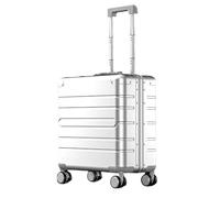 Aoun Cabin Luggage Suitcase 18 Inch Aluminum Alloy Magnesium with Wheels, Hard Shell Hand Luggage with Lock, Small Hard Suitcase All Metal Wheeled Suitcase for Women Men, Silver, Bagage de Cabine de