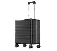 Aoun Cabin Luggage Suitcase 18 Inch Aluminum Alloy Magnesium with Wheels, Hard Shell Hand Luggage with Lock, Small Hard Suitcase All Metal Wheeled Suitcase for Women Men, Black, Bagage de Cabine de 46