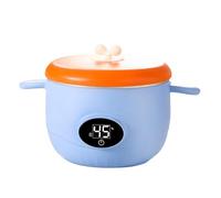 Aoun Keep Warm Baby Food Bowl, Stainless Steel Child Bowl with Lid, Automatic Constant Temperature 45 ℃, USB Charging Lunch Box Electric Food Warmer for Baby Child Teen (Blue)