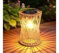AOUNQ Solar Lights Outdoor Garden Ornaments, Vintage Rattan Hanging Solar Lanterns for Outside with Auto On/Off, Hanging Garden Lights Solar Powered Waterproof for Patio Yard, Gifts for Mom, 1 Pack