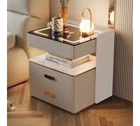 Aouoeeo Bedside Table, Smart Nightstand with Charging Station LED Light Bedside Table for Bedroom Storage Organizer Night Stand