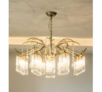 Aouoeeo Elegant French Crystal Chandelier Modern Gold Chandelier Light Fixture Tree Branch Pendant Light with Drops Shaped K9 Crystal Metal Multi Ceiling For
