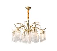Aouoeeo Elegant French Crystal Chandelier Modern Gold Chandelier Light Fixture Tree Branch Pendant Light with Drops Shaped K9 Crystal Metal Multi Ceiling For