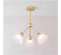 Aouoeeo Gold White Shades Antique Flush Mount Ceiling Light Glass Flower Chandelier - Mid Century Pendant Lamp - Long Rustic Farmhouse Lighting - Chandelier