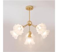 Aouoeeo Gold White Shades Antique Flush Mount Ceiling Light Glass Flower Chandelier - Mid Century Pendant Lamp - Long Rustic Farmhouse Lighting - Chandelier