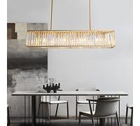 Aouoeeo Post Modern Rectangular Crystal Chandelier with K9 Crystal 33.5 in Wide - 3 Lights - Linear Ceiling Lamp for Kitchen - Island - Living Room