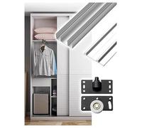 Aouoeeo Sliding Door Track, Heavy-Duty Sliding Closet Door Track for Triple Program - Silent Glide Wheel Replacement Kit Wardrobe Barn Glass Doors