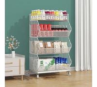 Aouoeeo Vegetable rack, 3/4/5 Layer Iron Wire Storage Shelf Rolling Cart Organizer - Commercial Basket for Foods Snack Toy Fruit Vegetable Display Stand
