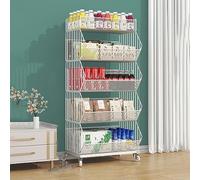 Aouoeeo Vegetable rack, 3/4/5 Layer Iron Wire Storage Shelf Rolling Cart Organizer - Commercial Basket for Foods Snack Toy Fruit Vegetable Display Stand