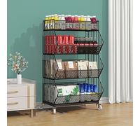 Aouoeeo Vegetable rack, 3/4/5 Layer Iron Wire Storage Shelf Rolling Cart Organizer - Commercial Basket for Foods Snack Toy Fruit Vegetable Display Stand