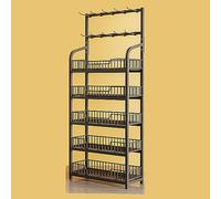 Aouoeeo Vegetable rack, 57-65 Inch Steel Snacks Shelf Organizer with Hooks - Commercial Supermarket Display for Office Kitchen Pantry Concession Party
