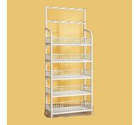 Aouoeeo Vegetable rack, 57-65 Inch Steel Snacks Shelf Organizer with Hooks - Commercial Supermarket Display for Office Kitchen Pantry Concession Party