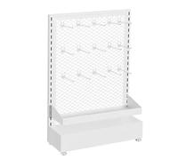 Aouoeeo Vegetable rack, Concession Stand Snack Holder With 3 Row Hooks - Commercial 4-Shelf Rack for Home Theater Supermarket Office Adjustable